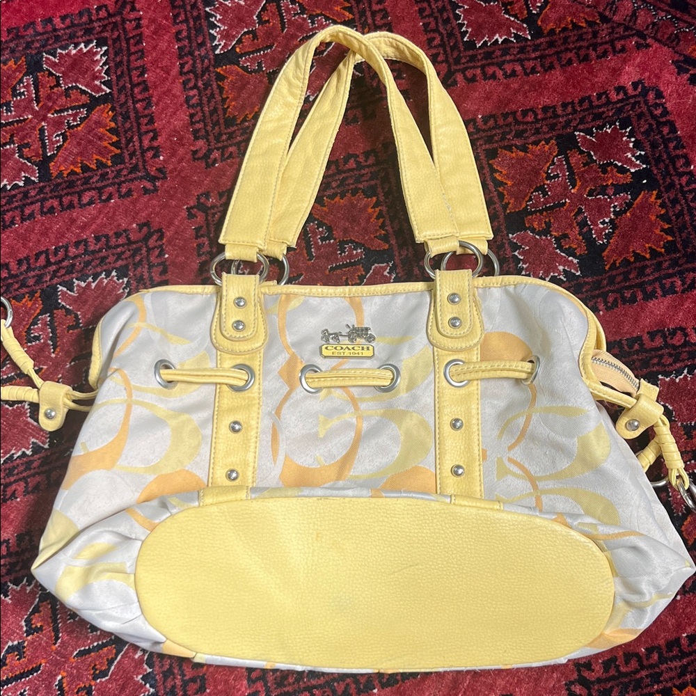 Coach Yellow and Gray Shoulder Bag